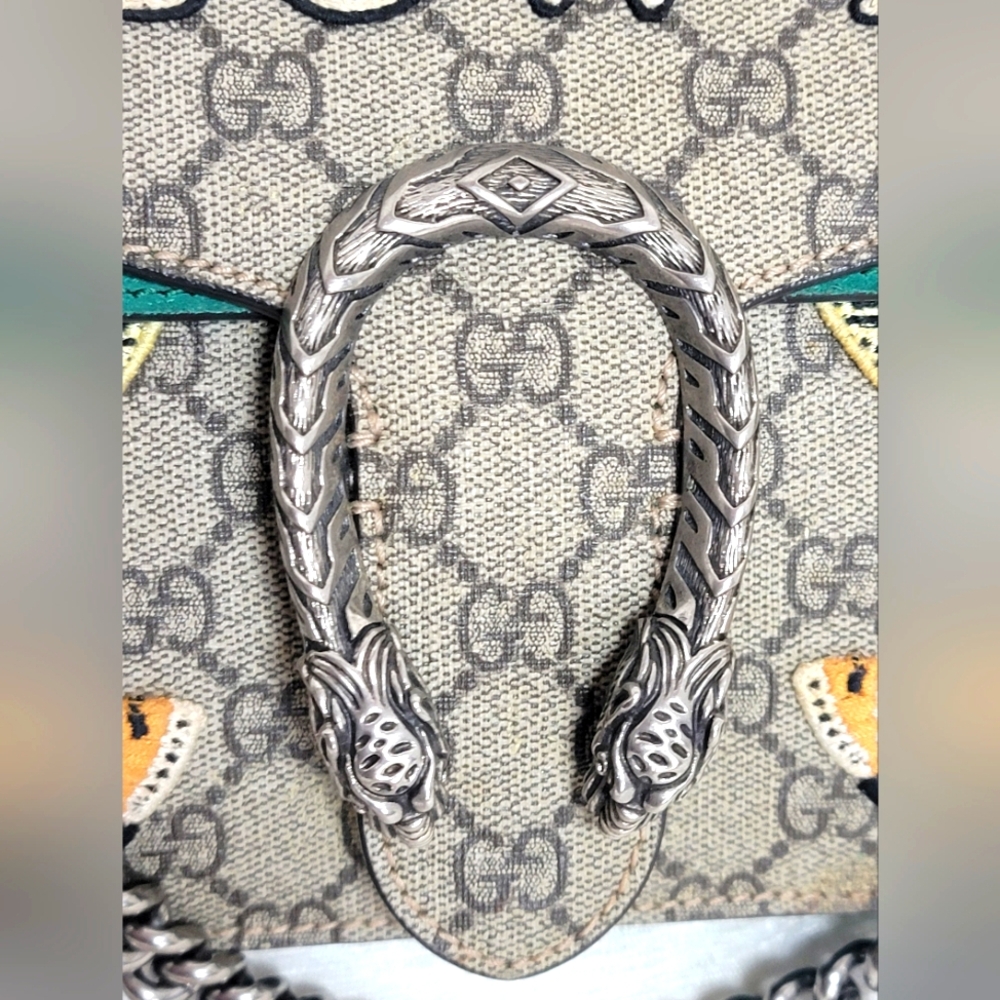 Auth💞GG Supreme Monogram Willow Hill Embroidered Dionysus Shoulder Bag - Picture 3 of 16